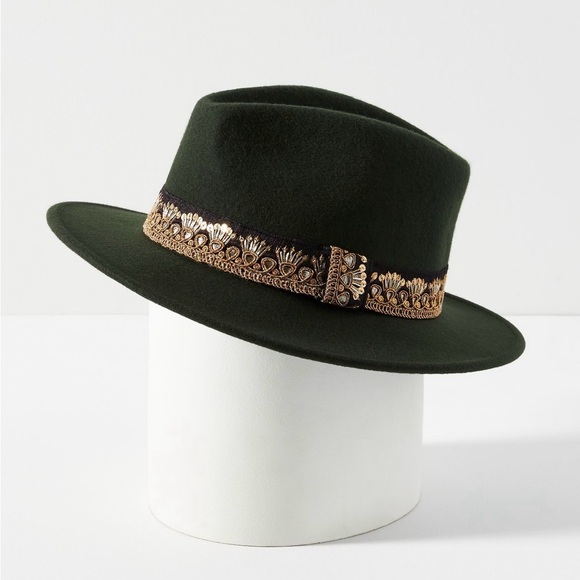 NWT - Anthropologie Maradji Jim Embroidered Ribbon Wool Fendora Rancher Hat - Picture 3 of 4